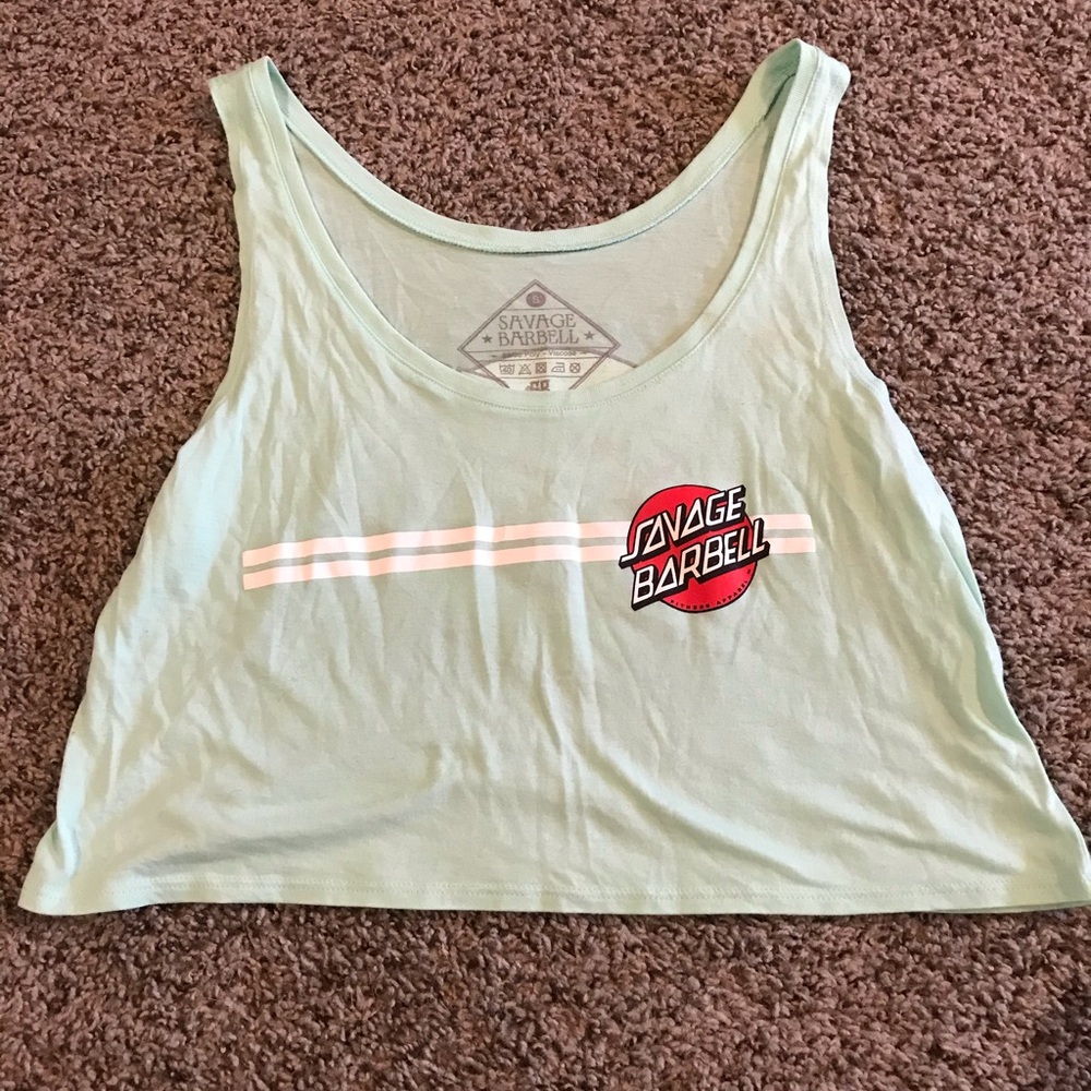 Savage barbell workout crop tank